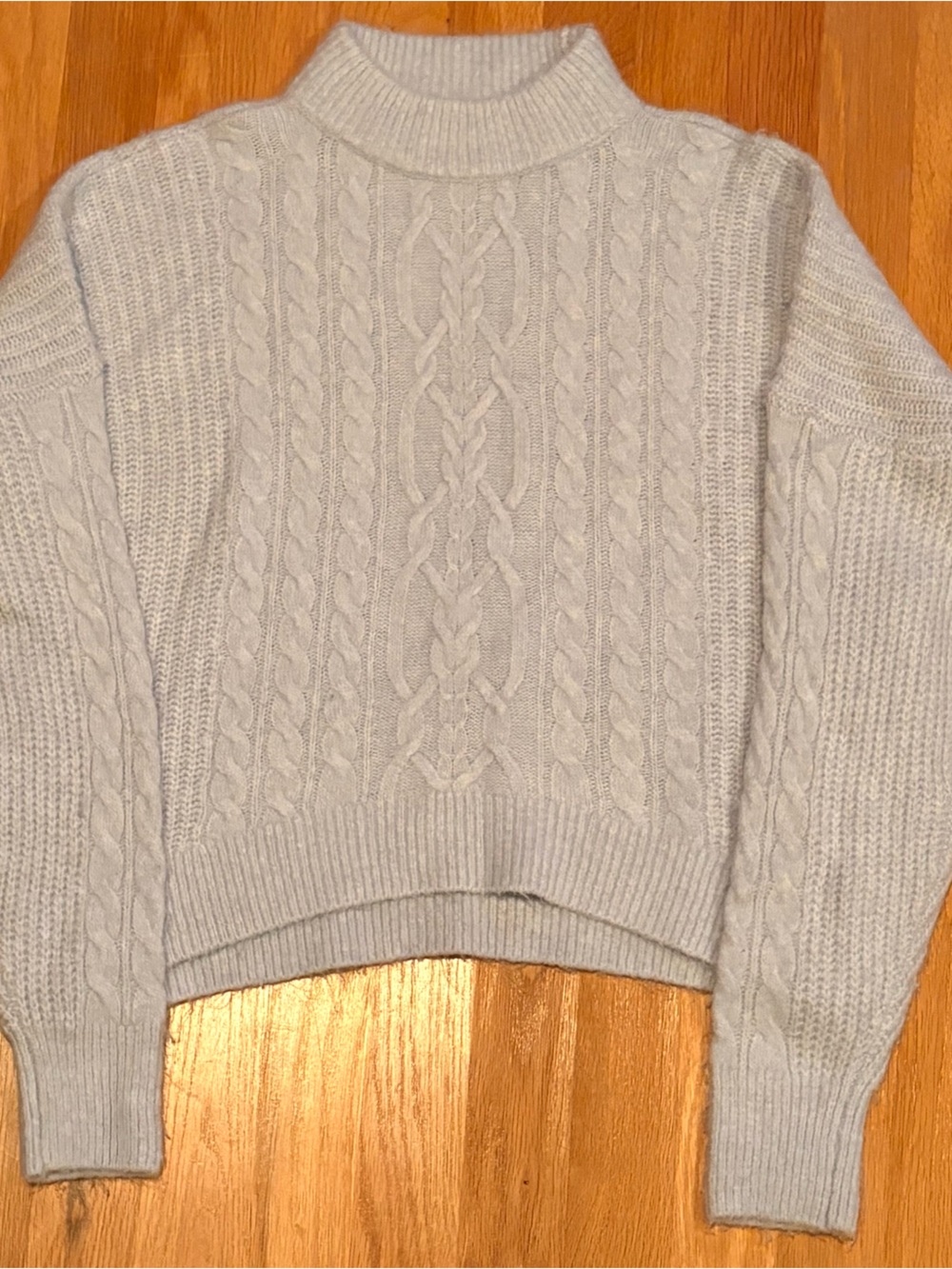 Abercrombie & Fitch Light Blue Cable Crew Sweater
